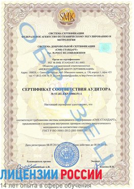 Образец сертификата соответствия аудитора №ST.RU.EXP.00006191-1 Балахна Сертификат ISO 50001