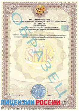 Образец сертификата соответствия (приложение) Балахна Сертификат ISO 13485