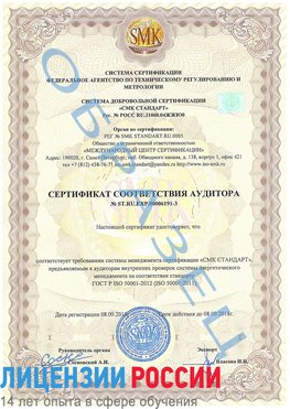 Образец сертификата соответствия аудитора №ST.RU.EXP.00006191-3 Балахна Сертификат ISO 50001