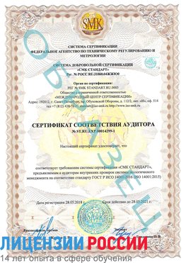 Образец сертификата соответствия аудитора №ST.RU.EXP.00014299-1 Балахна Сертификат ISO 14001